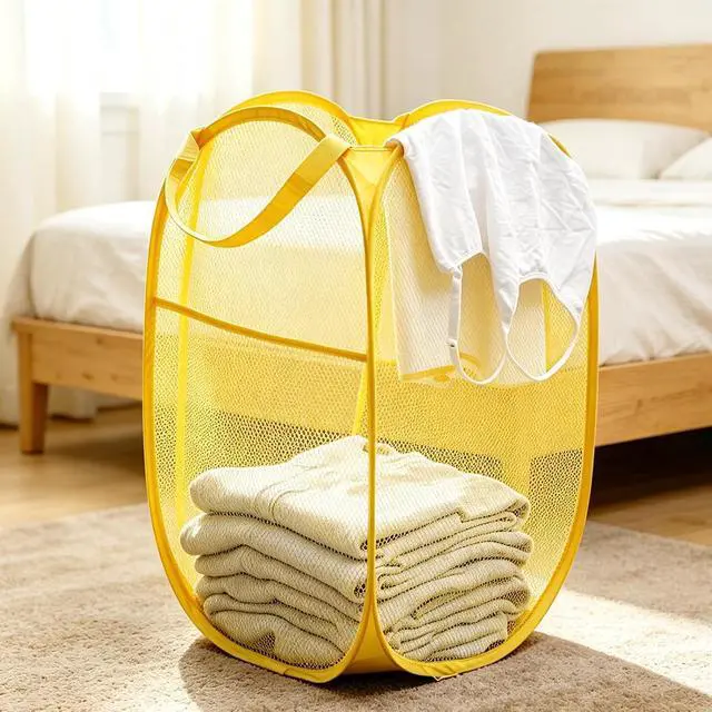 Alt view image 5 of 7 - Larpur Pop Up Laundry Hamper Collapsible Mesh Laundry Basket with Pocket