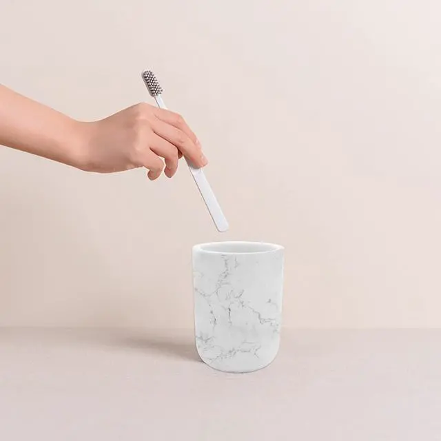 Alt view image 7 of 7 - Toothbrush Holder Polyresin Toothbrush Organizer,Marble Style Bathroom Accessories,Toothpaste Holder Makeup Brushes Cup Razors Holder for Bathroom Vanity Countertop,Ideal for Home,Hotel