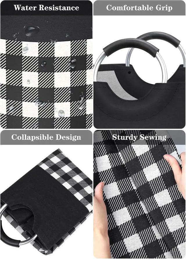 Alt view image 2 of 7 - BlissTotes Laundry Basket, Laundry Hamper, Hampers for Laundry, Clothes Baskets Collapsible With Handles Waterproof For Bathroom Storage College Dorm, Family (Black, L)