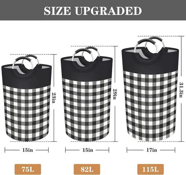 Alt view image 3 of 7 - BlissTotes Laundry Basket, Laundry Hamper, Hampers for Laundry, Clothes Baskets Collapsible With Handles Waterproof For Bathroom Storage College Dorm, Family (Black, L)