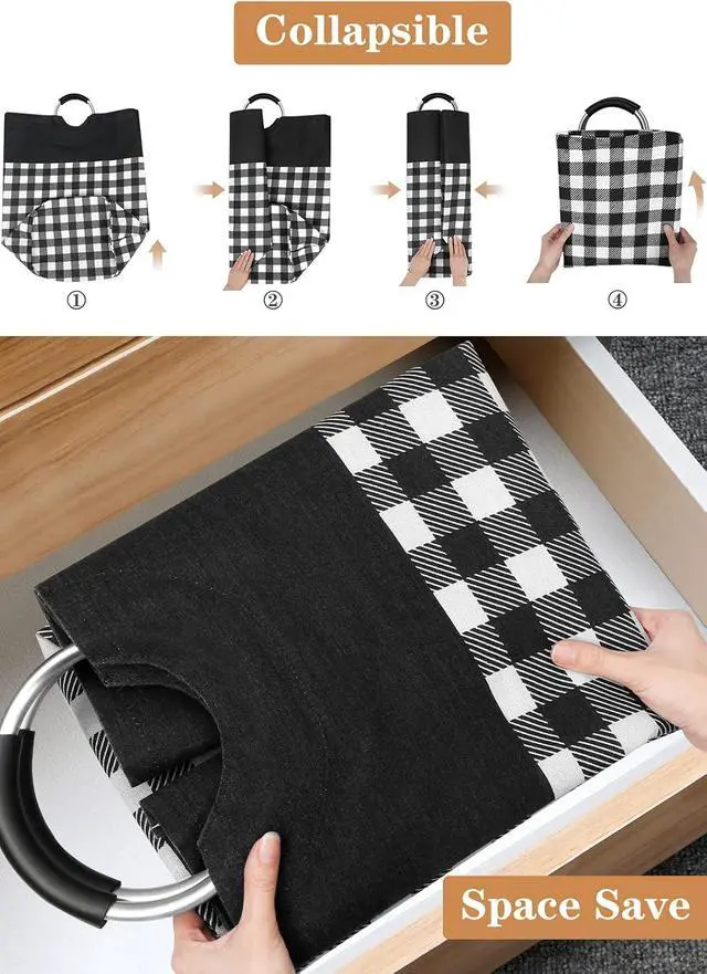 Alt view image 5 of 7 - BlissTotes Laundry Basket, Laundry Hamper, Hampers for Laundry, Clothes Baskets Collapsible With Handles Waterproof For Bathroom Storage College Dorm, Family (Black, L)