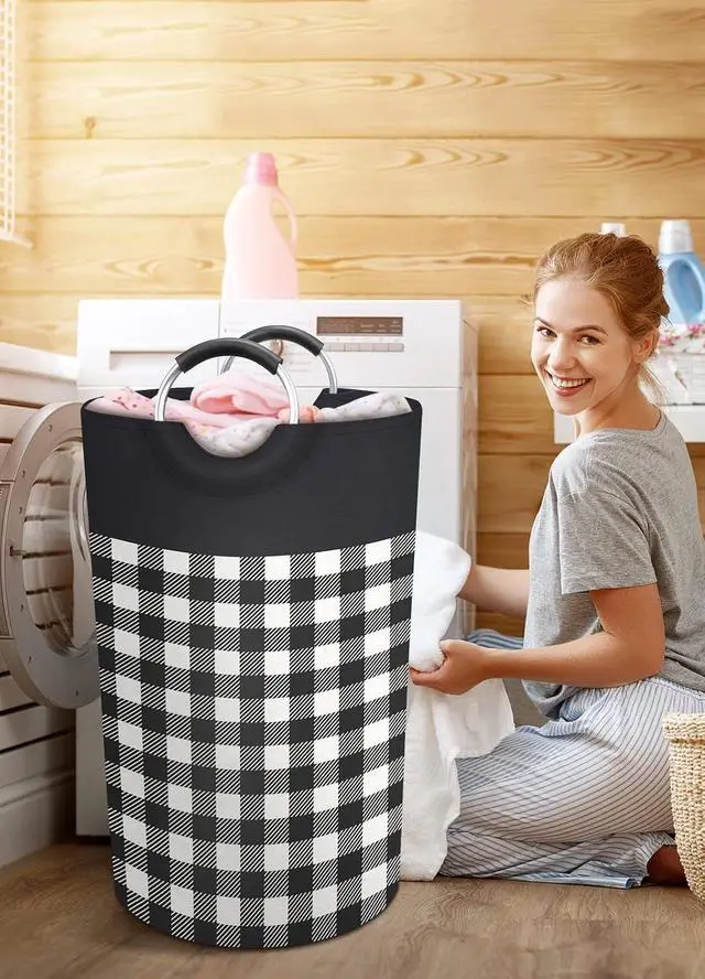 Alt view image 7 of 7 - BlissTotes Laundry Basket, Laundry Hamper, Hampers for Laundry, Clothes Baskets Collapsible With Handles Waterproof For Bathroom Storage College Dorm, Family (Black, L)