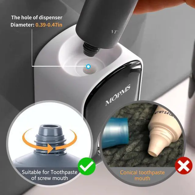 Alt view image 2 of 7 - MOPMS Automatic Toothpaste Dispenser Wall Mounted for Kids and Adult 1Pcs