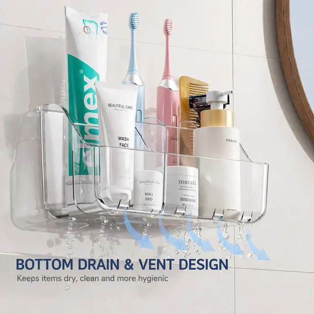 Alt view image 3 of 7 - Sotfamily Clear Kids Toothbrush Holders for Bathrooms, 1 Pack(No-Drill)