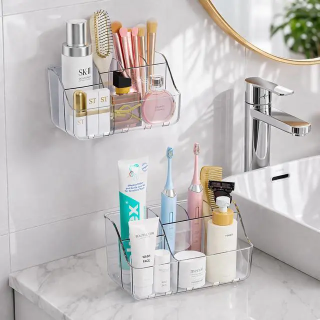 Alt view image 7 of 7 - Sotfamily Clear Kids Toothbrush Holders for Bathrooms, 1 Pack(No-Drill)