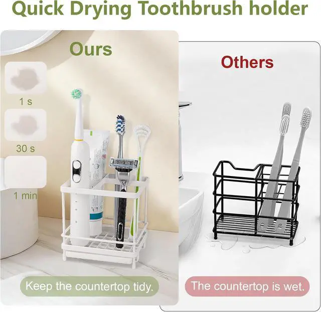 Alt view image 3 of 7 - Electric Toothbrush Holders for Bathrooms Toothpaste Organizer, White