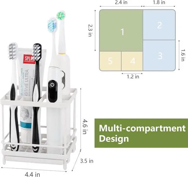 Alt view image 6 of 7 - Electric Toothbrush Holders for Bathrooms Toothpaste Organizer, White