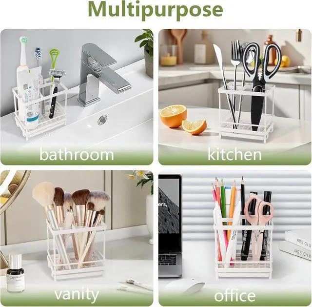 Alt view image 7 of 7 - Electric Toothbrush Holders for Bathrooms Toothpaste Organizer, White