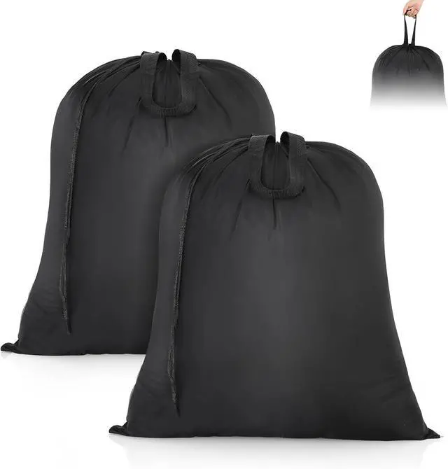 Main image of OTraki 2 Pack Washable Travel Laundry Bag 20x24 inch Heavy Duty Laundry Bags with Handles Dirty Clothes Drawstring Laundry Hamper Liner Bag Drying Do Not Exceed 176 Black
