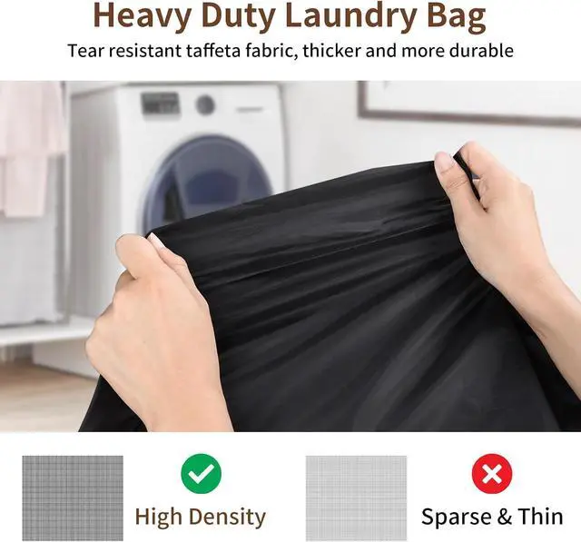 Alt view image 2 of 7 - OTraki 2 Pack Washable Travel Laundry Bag 20x24 inch Heavy Duty Laundry Bags with Handles Dirty Clothes Drawstring Laundry Hamper Liner Bag Drying Do Not Exceed 176 Black