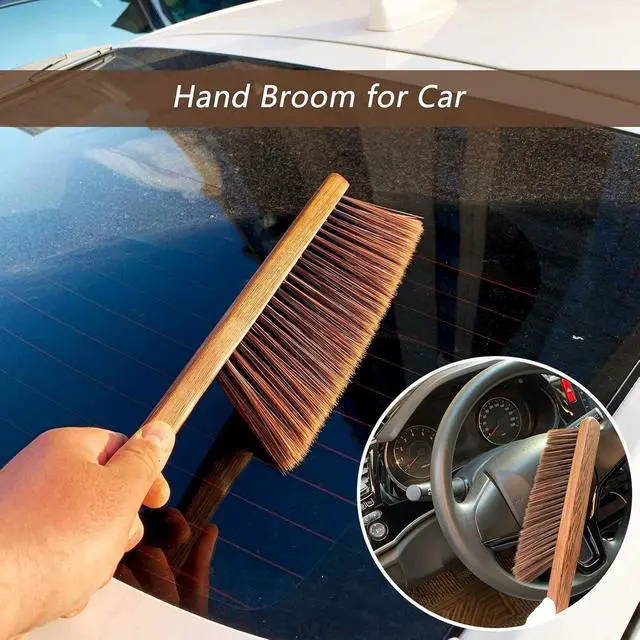 Alt view image 3 of 6 - Hand Broom Cleaning Brushes-Soft Bristles Dusting Brush for Cleaning Car/Bed/Couch/Draft/Garden/Furniture/Clothes,Wooden Handle