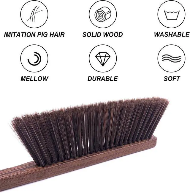 Alt view image 6 of 6 - Hand Broom Cleaning Brushes-Soft Bristles Dusting Brush for Cleaning Car/Bed/Couch/Draft/Garden/Furniture/Clothes,Wooden Handle
