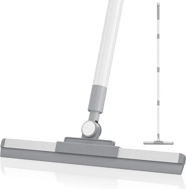Main image of Floor Squeegee with 180° Rotating Head, Squeegee for Floor with 52'' Long Handle, Squeegee Broom, Squeegee for Window Cleaning, Bathroom Tile, Garage Concrete, Deck, Shower Glass (White)