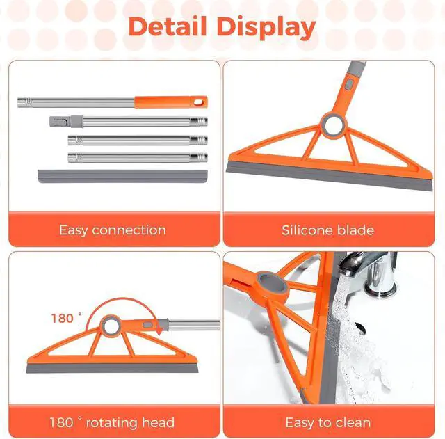 Alt view image 4 of 7 - wlich 2-in-1 Air Broom, Silicone Rubber Broom with 54" Handle & 2 Strips