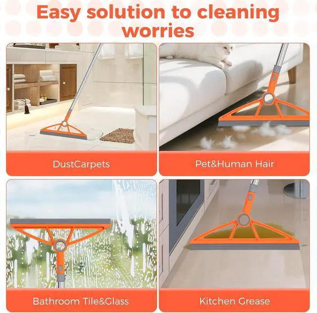 Alt view image 5 of 7 - wlich 2-in-1 Air Broom, Silicone Rubber Broom with 54" Handle & 2 Strips