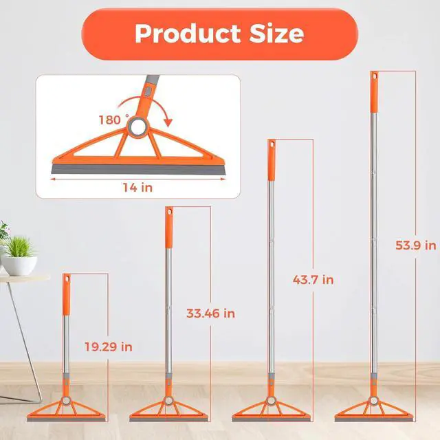 Alt view image 2 of 7 - wlich 2-in-1 Air Broom, Silicone Rubber Broom with 54" Handle & 2 Strips