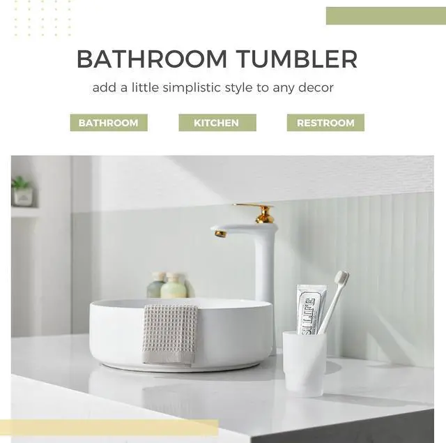 Alt view image 2 of 7 - Aomasi Glass Bath Rinse Cup for Bathroom Sink, Frosted White Toothbrush Cup