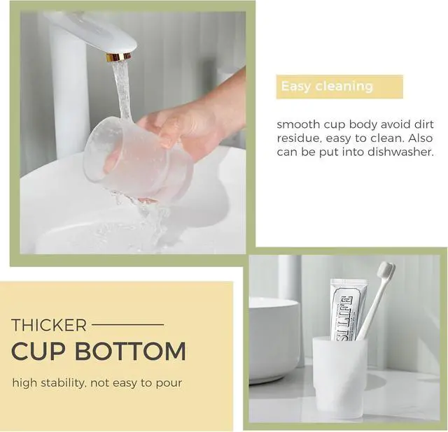 Alt view image 4 of 7 - Aomasi Glass Bath Rinse Cup for Bathroom Sink, Frosted White Toothbrush Cup