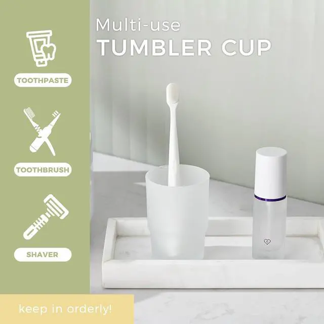 Alt view image 5 of 7 - Aomasi Glass Bath Rinse Cup for Bathroom Sink, Frosted White Toothbrush Cup