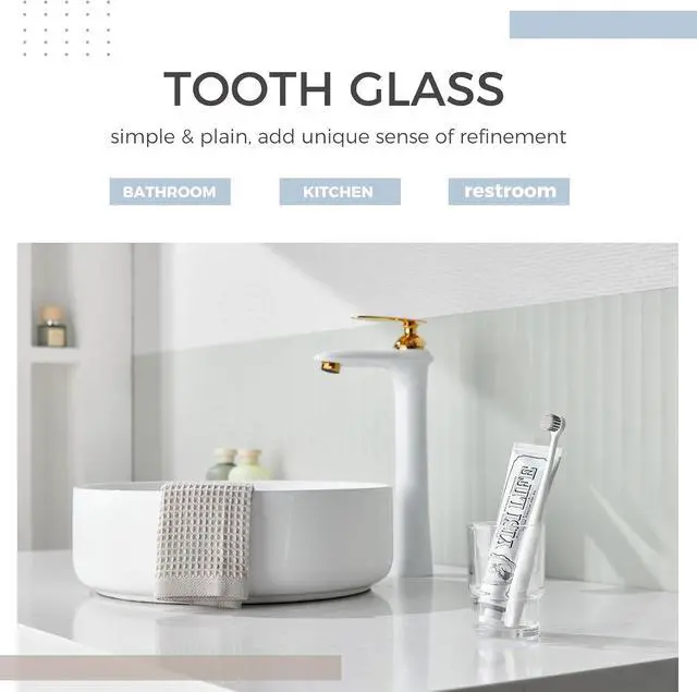 Alt view image 2 of 7 - Aomasi Glass Toothbrush Cup for Bathroom Sink, Transparent Mouthwash Holder