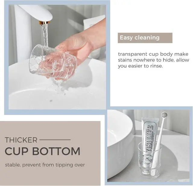 Alt view image 4 of 7 - Aomasi Glass Toothbrush Cup for Bathroom Sink, Transparent Mouthwash Holder