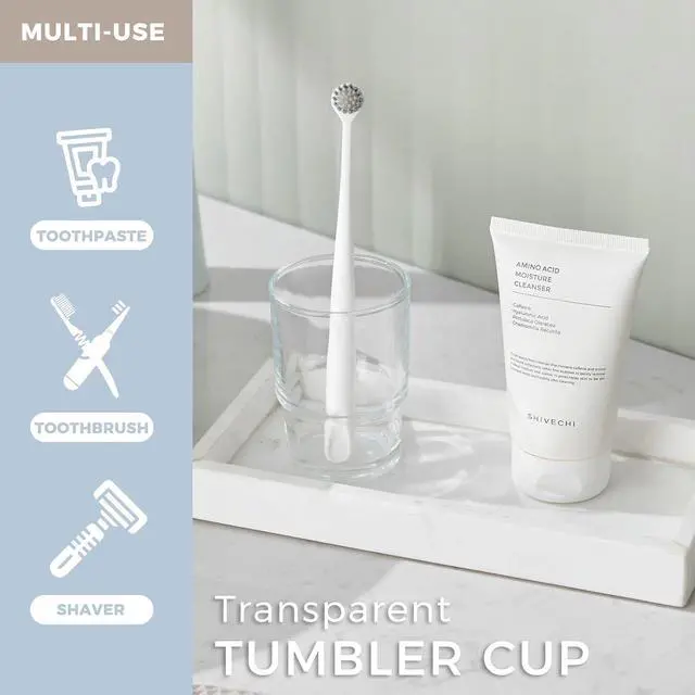 Alt view image 5 of 7 - Aomasi Glass Toothbrush Cup for Bathroom Sink, Transparent Mouthwash Holder