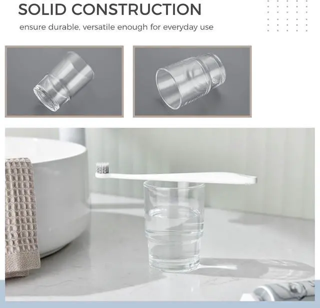 Alt view image 6 of 7 - Aomasi Glass Toothbrush Cup for Bathroom Sink, Transparent Mouthwash Holder