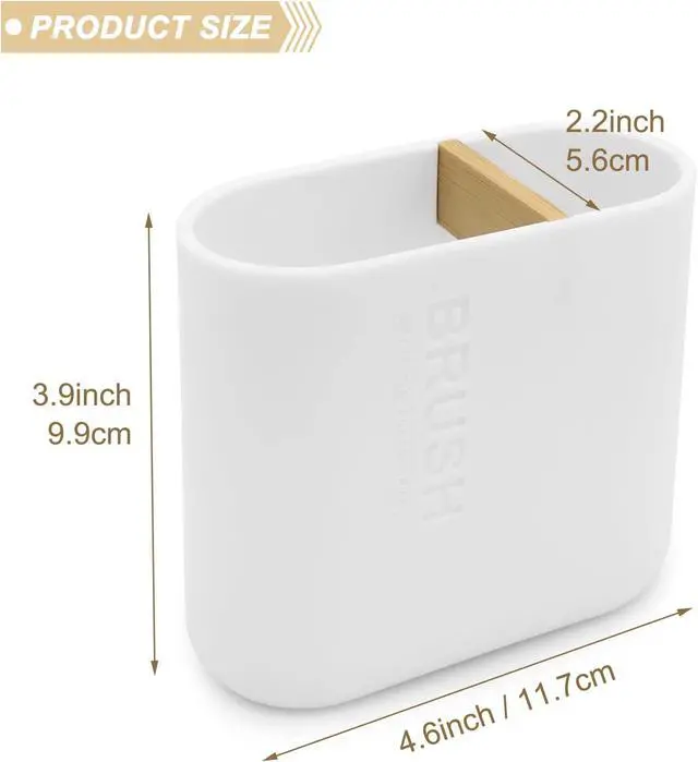 Alt view image 3 of 7 - Toothbrush Holder with Bamboo Divider,Detachable for Easy Cleaning Multi-Functional Storage,2 Slots Electric Toothbrush and Toothpaste Organizer Caddy for Bathroom Vanity,Sink,Countertop (White)