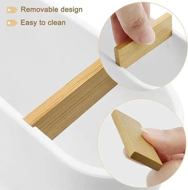 Alt view image 4 of 7 - Toothbrush Holder with Bamboo Divider,Detachable for Easy Cleaning Multi-Functional Storage,2 Slots Electric Toothbrush and Toothpaste Organizer Caddy for Bathroom Vanity,Sink,Countertop (White)