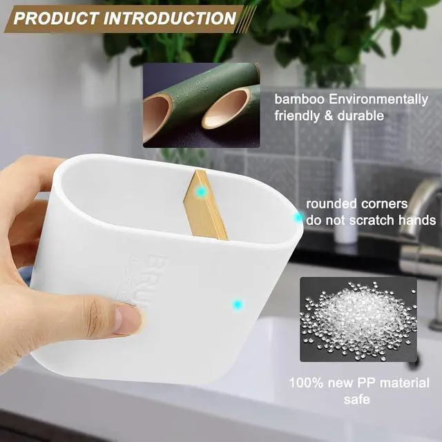 Alt view image 5 of 7 - Toothbrush Holder with Bamboo Divider,Detachable for Easy Cleaning Multi-Functional Storage,2 Slots Electric Toothbrush and Toothpaste Organizer Caddy for Bathroom Vanity,Sink,Countertop (White)