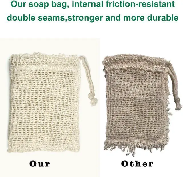 Alt view image 3 of 7 - E-Know Soap Bag, 5 Pack Natural Sisal Soap Saver, Zero Waste Plastic-Free Soap Net, Foaming and Drying The Soap, Massage, Peeling