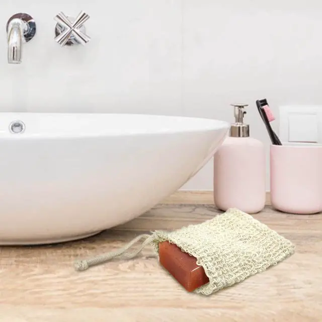 Alt view image 5 of 7 - E-Know Soap Bag, 10 Pack Natural Sisal Soap Saver, Zero Waste Plastic-free Soap Net, Foaming and Drying The Soap, Massage, Peeling