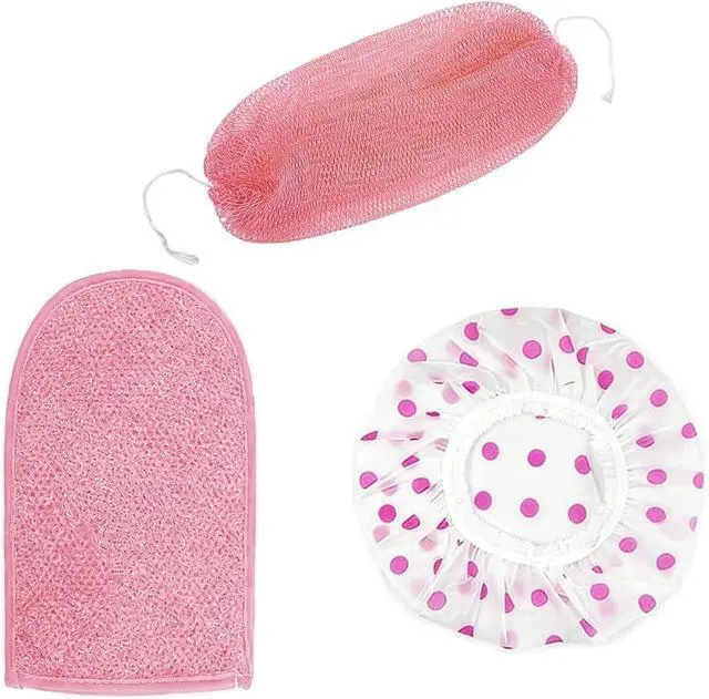 Main image of 3 PCS Authentic African Net Sponge 30" Extra Long African Exfoliating Net for Body & Back Scrubber for Shower Quick Dry Nylon Mesh Washcloth for Glowing Skin (Pink+Purple, 3 Pcs)