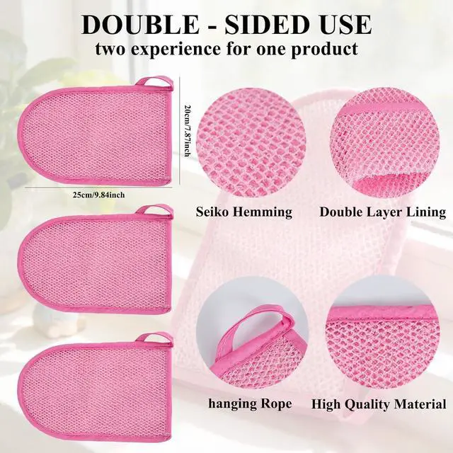 Alt view image 3 of 7 - 3 PCS Authentic African Net Sponge 30" Extra Long African Exfoliating Net for Body & Back Scrubber for Shower Quick Dry Nylon Mesh Washcloth for Glowing Skin (Pink+Purple, 3 Pcs)