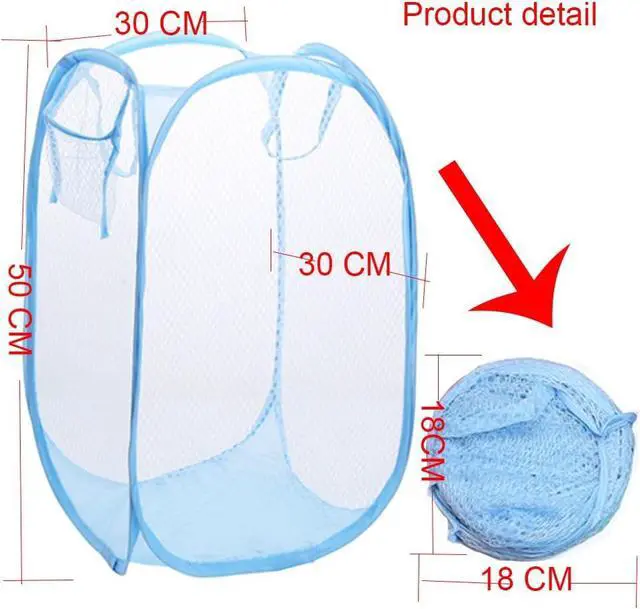 Alt view image 2 of 7 - RZJZGZ Foldable Pop-Up Mesh Laundry Hamper with Side Pocket Clothes Laundry Basket Storage Bag with Carry Handles for Dirty Clothes (2 Pack)
