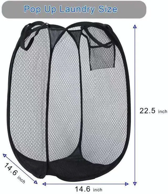 Alt view image 3 of 5 - ULYSIA Collapsible Laundry Basket,Dirty Clothes Mesh Pop Up Hamper, Small Foldable Laundry Basket for Bathroom, Dorm, Travel Storage,Cruise Essentials Black