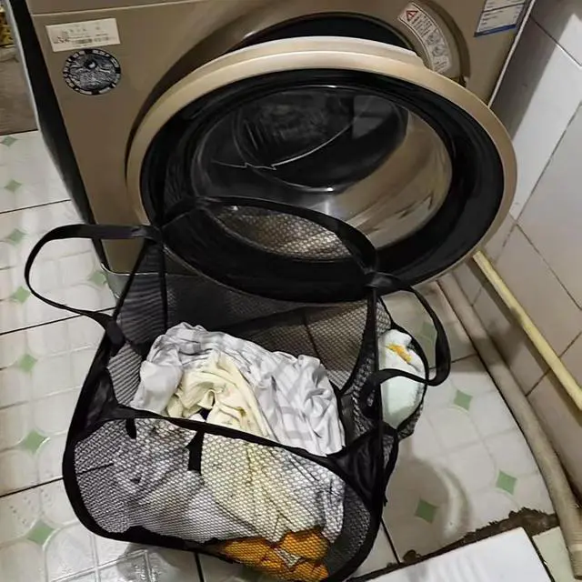 Alt view image 4 of 5 - ULYSIA Collapsible Laundry Basket,Dirty Clothes Mesh Pop Up Hamper, Small Foldable Laundry Basket for Bathroom, Dorm, Travel Storage,Cruise Essentials Black