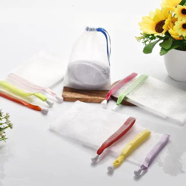 Alt view image 3 of 7 - 10PCS Mesh Soap Bag, Exfoliating Soap Saver Pouch, Foam Net Soap Saver, Soap Bag Soft for Shower with Drawstring