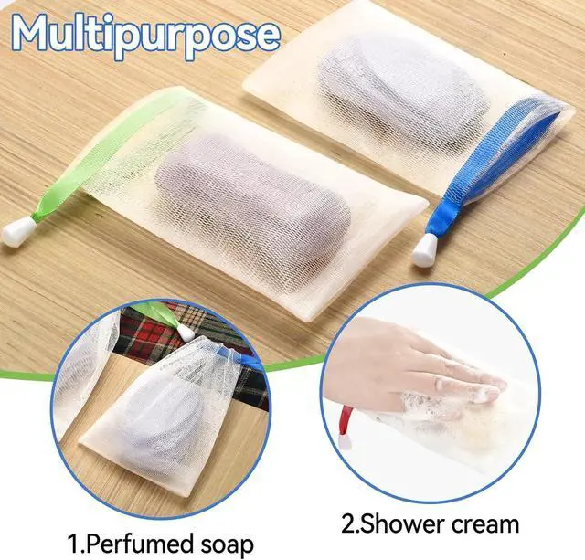 Alt view image 4 of 7 - 10PCS Mesh Soap Bag, Exfoliating Soap Saver Pouch, Foam Net Soap Saver, Soap Bag Soft for Shower with Drawstring