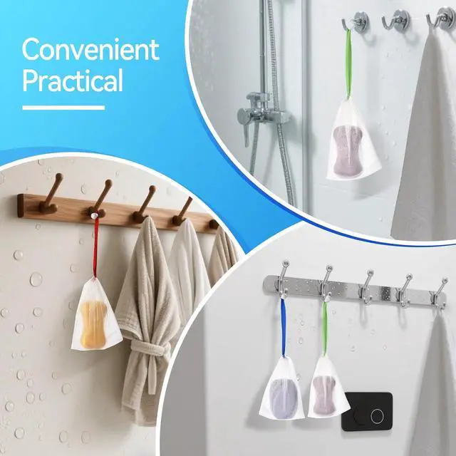 Alt view image 7 of 7 - 10PCS Mesh Soap Bag, Exfoliating Soap Saver Pouch, Foam Net Soap Saver, Soap Bag Soft for Shower with Drawstring