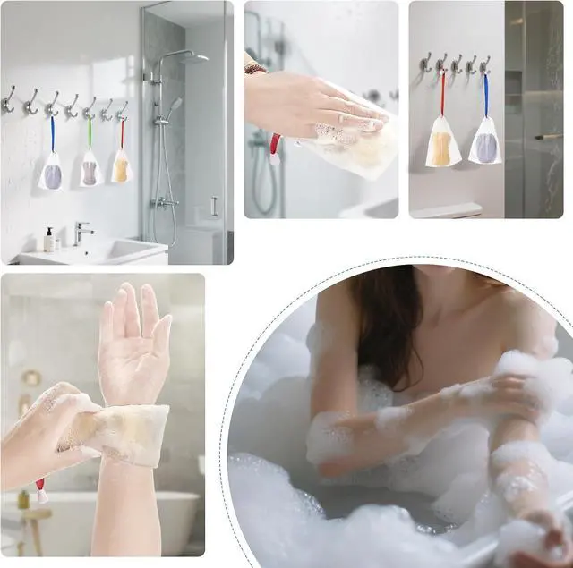 Alt view image 5 of 7 - 10PCS Mesh Soap Bag, Exfoliating Soap Saver Pouch, Foam Net Soap Saver, Soap Bag Soft for Shower with Drawstring