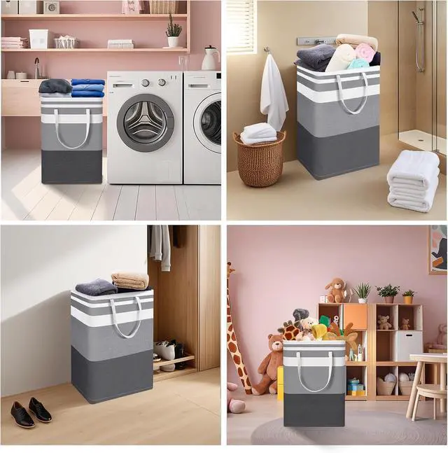 Alt view image 4 of 7 - 2-Pack Large Laundry Bag, Waterproof,Collapsible Tall Clothes Hamper with Extended Handles for Clothes Toys in the Dorm and Family,NO have Wire frame not stand up!