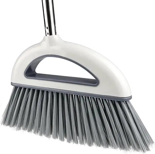 Main image of Angle Broom for Hardwood Floors - Soft Bristled Kitchen Broom, Indoor & Office Use (Off White)