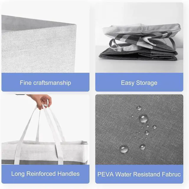 Alt view image 5 of 7 - 2-Pack Large Laundry Bag, Waterproof,Collapsible Tall Clothes Hamper with Extended Handles for Clothes Toys in the Dorm and Family,NO have Wire frame not stand up!