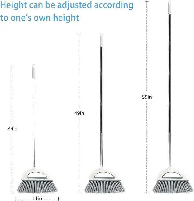 Alt view image 7 of 7 - Angle Broom for Hardwood Floors - Soft Bristled Kitchen Broom, Indoor & Office Use (Off White)