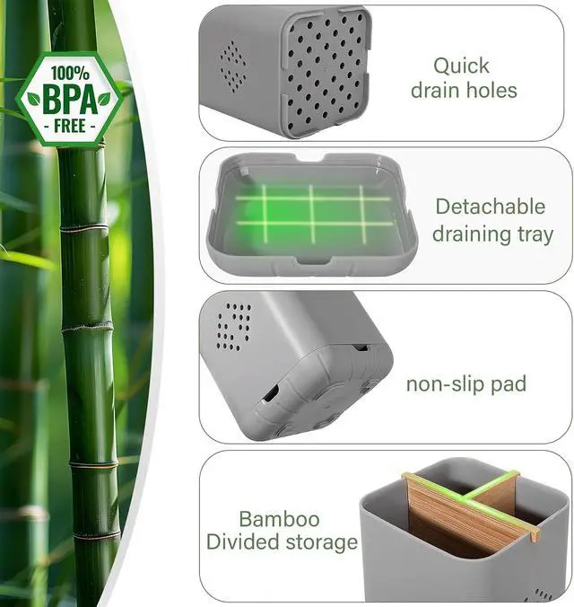 Alt view image 4 of 7 - Toothbrush Holders for Bathrooms, Electric Toothbrush Holder, Gray