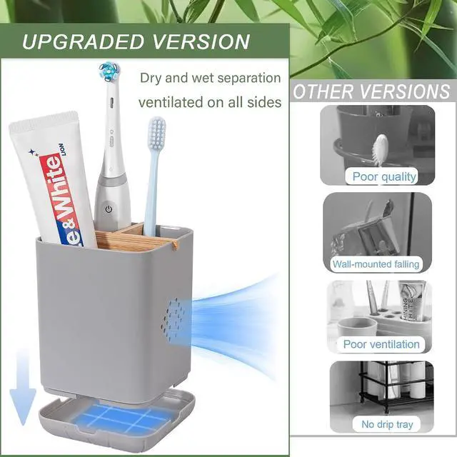 Alt view image 5 of 7 - Toothbrush Holders for Bathrooms, Electric Toothbrush Holder, Gray