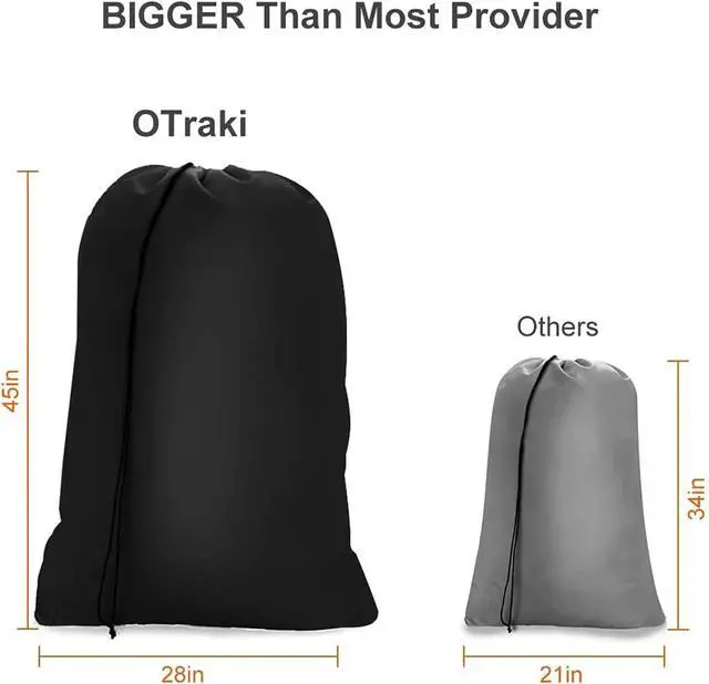 Alt view image 4 of 7 - 2 Pack Heavy Duty Large Laundry Bag 28x45 inch Extra Hamper Bag Dirty Clothes Organizer Drawstring Cloth Laundry Bag for Travel Camp Home College Dorm Drying Do Not Exceed 176 Black