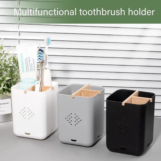 Alt view image 7 of 7 - Toothbrush Holders for Bathrooms, Electric Toothbrush Holder, Gray