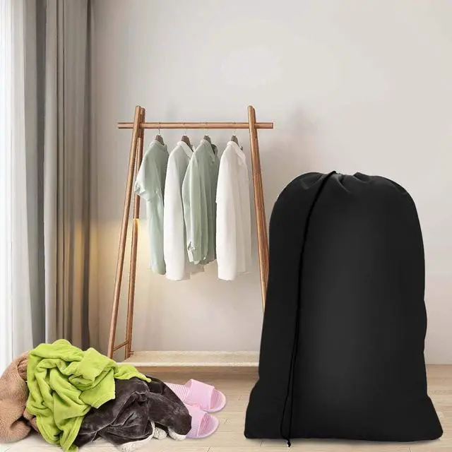 Alt view image 7 of 7 - 2 Pack Heavy Duty Large Laundry Bag 28x45 inch Extra Hamper Bag Dirty Clothes Organizer Drawstring Cloth Laundry Bag for Travel Camp Home College Dorm Drying Do Not Exceed 176 Black